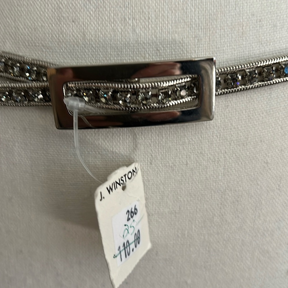 NWT J. Winston rhinestone & silver belt, 40” long